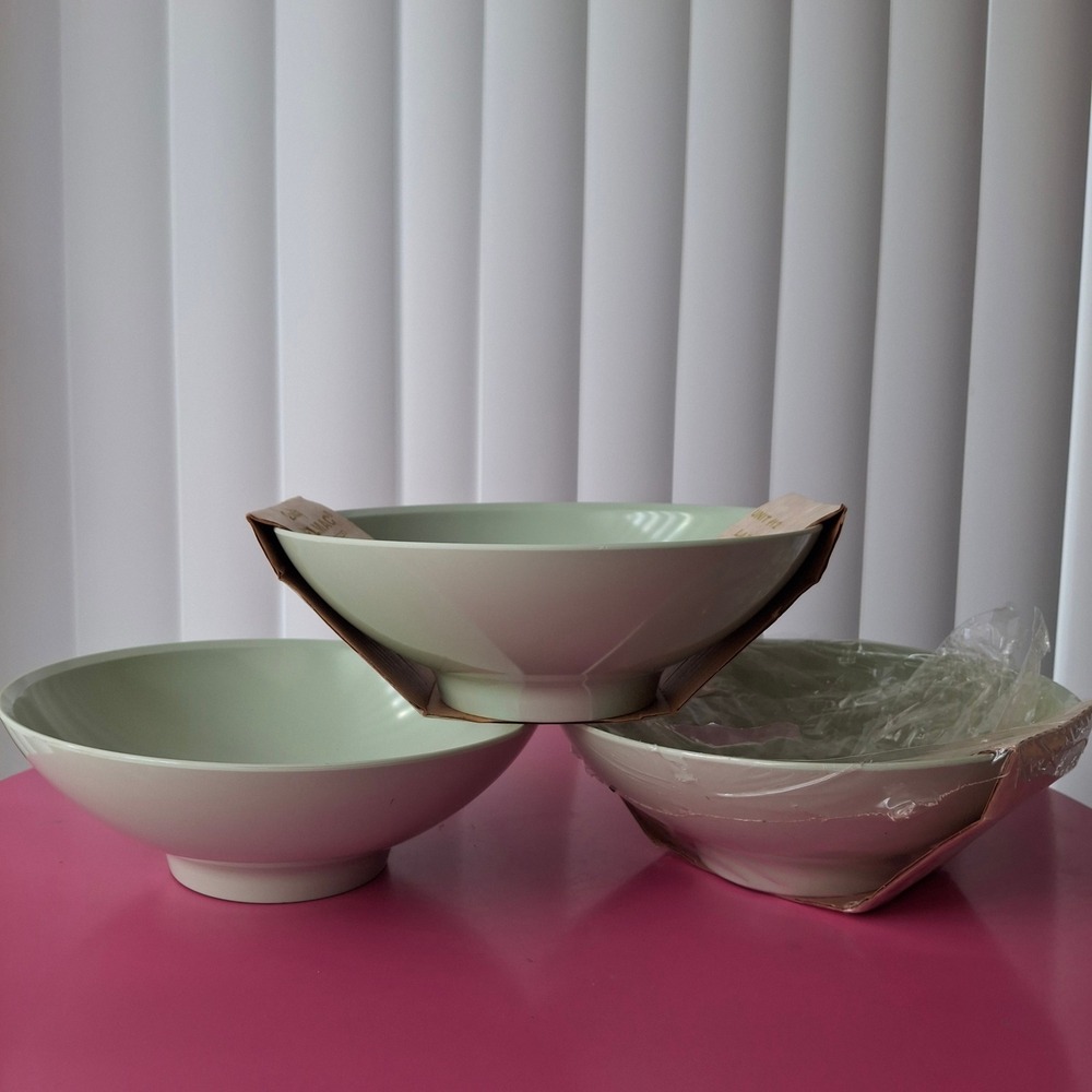 Boonton Melmac Large Vegetable Serving Bowl Seafoam Green Vintage Set of 3 MCM